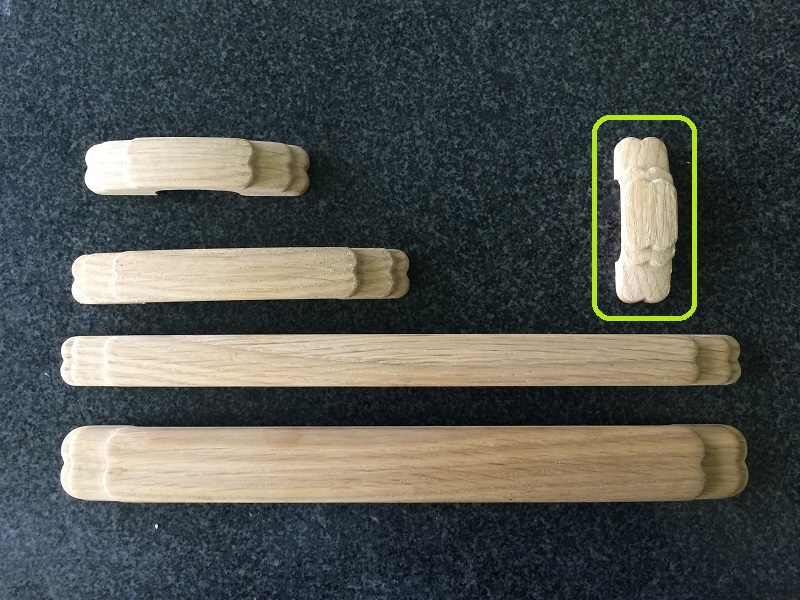 Layered style  3 inch cabinet door pull in unfinished white oak thumb