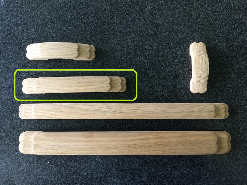 Layered style 6 inch cabinet drawer pull in unfinished white oak thumb